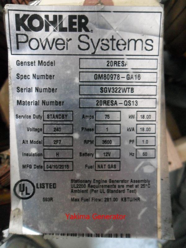 Kohler 20RESA Rotor GM88217 Yakima Generator