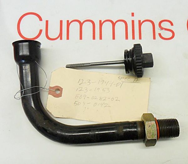 Cummins onan RV QG 4000 Oil fill tube with oil indicator and cap 123-1944-01, 123-1953